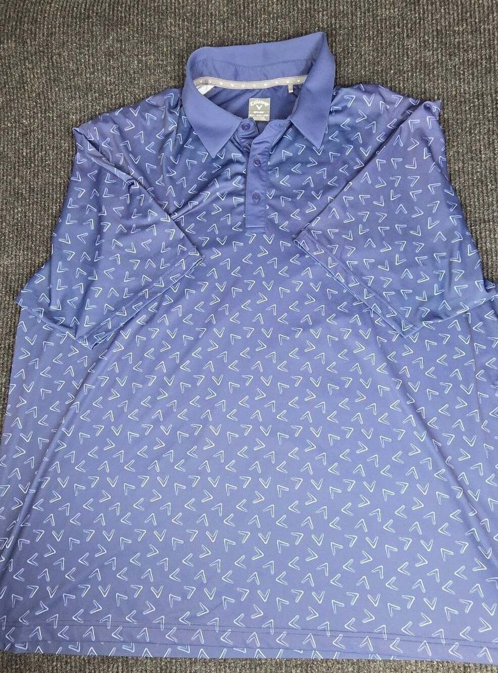 Callaway Golf Polo Shirt Size 3XLT Blue Chevron Print Short Sleeve